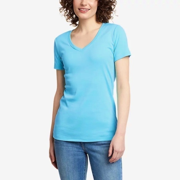 Eddie Bauer Blue Favorite Short-Sleeve V-Neck T-Shirt Size Large - Picture 1 of 15